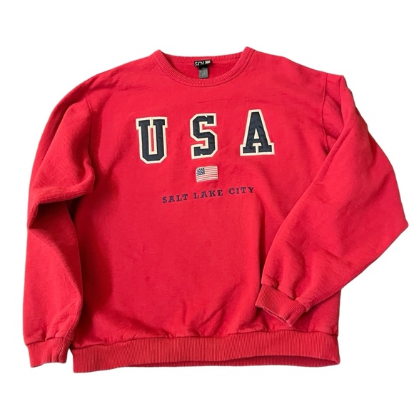 Vintage 2002 USA Salt Lake City Olympics Red Embroidered Sweatshirt